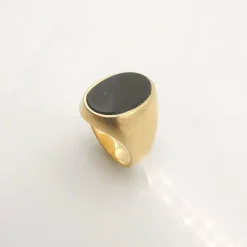 Chevalière Or jaune et Onyx