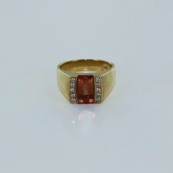 Chevalière Or jaune Topaze et Diamants