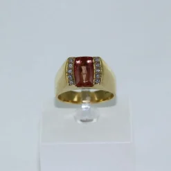 Chevalière Or jaune Topaze et Diamants