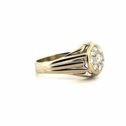 Chevalière ors jaune et blanc, diamants