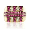 Chevalière rubis diamants