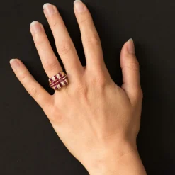 Chevalière rubis diamants