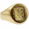 Chevalière vintage or jaune, armoiries françaises