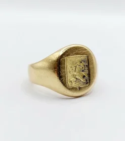 Chevalière vintage or jaune, armoiries françaises