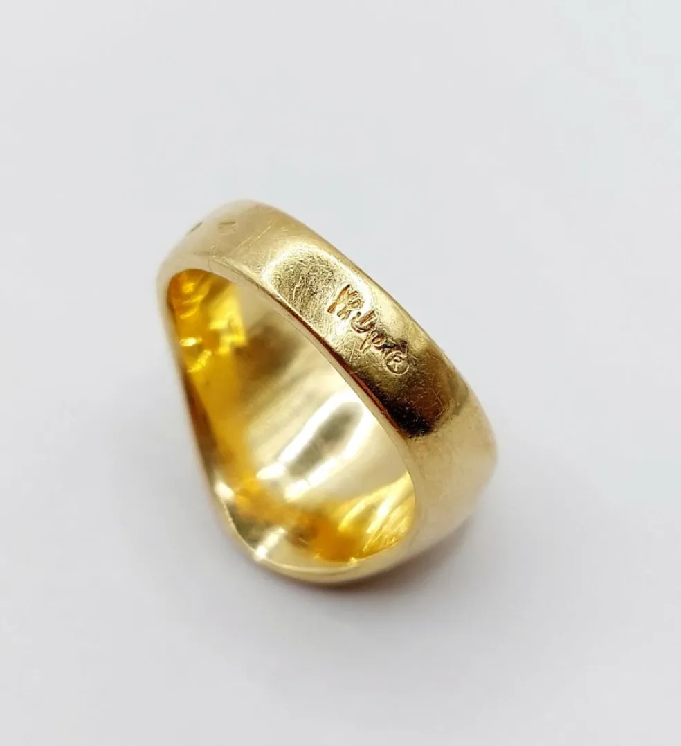 Chevalière vintage or jaune, armoiries françaises