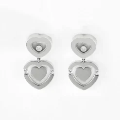 CHOPARD - Happy Amor - Boucles d'oreilles cœur en Or blanc et Diamant