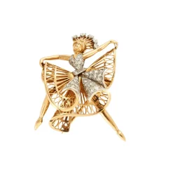 Clip ballerine en or bicolore et diamants
