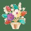 Clip "Fleurs" or jaune, diamants, rubis, pierres de couleur.