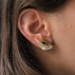 Clips d'oreilles anciens feuilles diamants