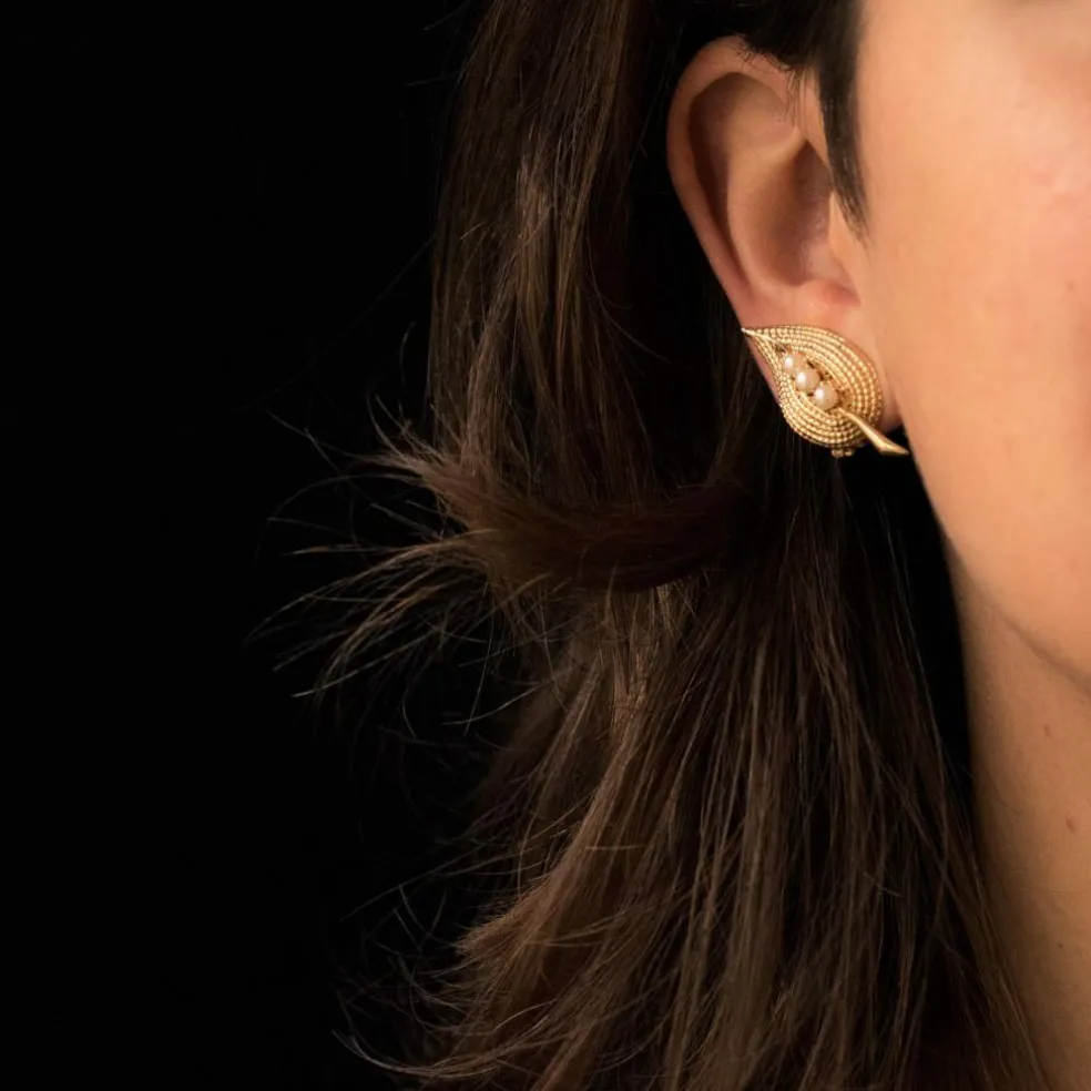 Clips d'oreilles anciens perles