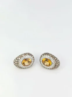 Clips d’oreilles Citrines, Diamants