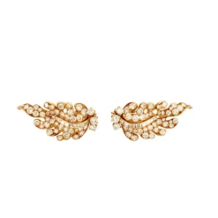 Clips d'oreilles feuillages Diamants et or jaune