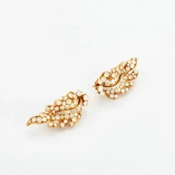 Clips d'oreilles feuillages Diamants et or jaune