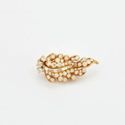 Clips d'oreilles feuillages Diamants et or jaune
