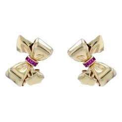Clips d'oreilles rétro or rubis