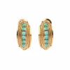 Clips d'oreilles vintage or rose, turquoises