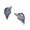 Clips Plume Or Blanc et Saphirs Années 60