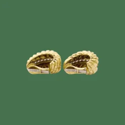 Clips vintage David Webb, platine, or jaune, diamants.