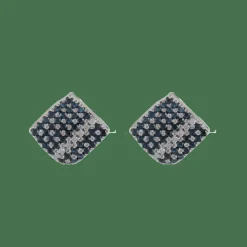 Clous d'oreilles Carré pavage Saphirs Diamants