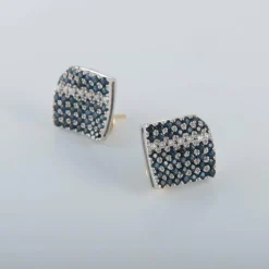 Clous d'oreilles Carré pavage Saphirs Diamants
