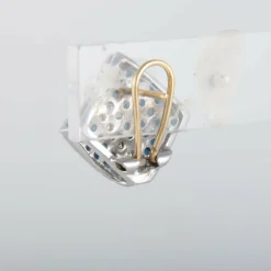 Clous d'oreilles Carré pavage Saphirs Diamants