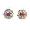 Clous d'oreilles diamants avec rubis