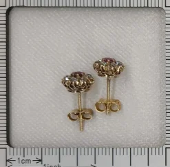Clous d'oreilles diamants avec rubis