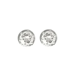 Clous d'oreilles or blance et diamants