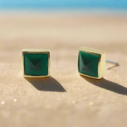 clous pyramidaux en malachite signature dorés