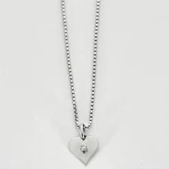 Coeur Blanc Pendentif or blanc diamant