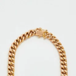 Collier à maille gourmette en or rose