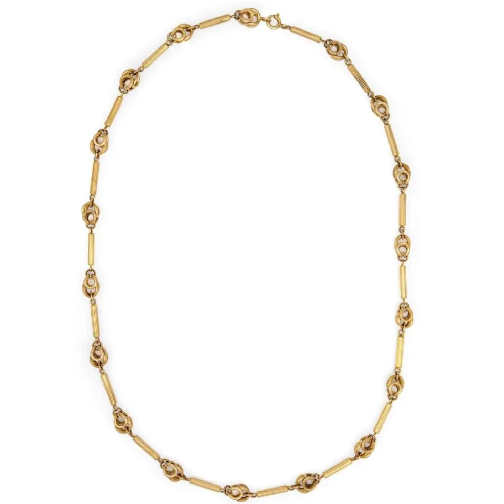 Collier à maillons fantaisie Vintage en or jaune à maillons défilés Estate