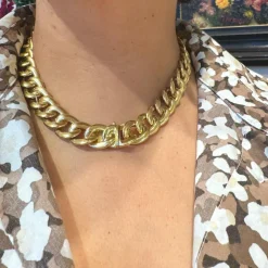 Collier à maillons gourmette massifs en or jaune 18 carats 16753-8983
