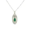 Collier - Or blanc Platine Diamants Emeraude