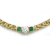 Collier - Or Jaune, Diamant et Emeraudes