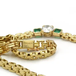 Collier - Or Jaune, Diamant et Emeraudes