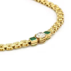 Collier - Or Jaune, Diamant et Emeraudes