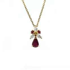 Collier - Or jaune, rubis et diamants