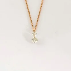 COLLIER OR ROSE 2 DIAMANTS O,22ct