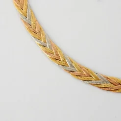 Collier 3 ors maille tressée