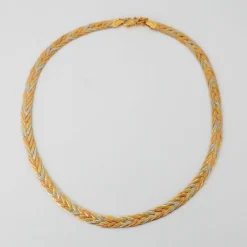 Collier 3 ors maille tressée