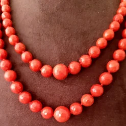 Collier 2 rangs corail sarde facetté en chute