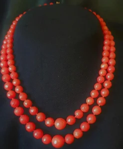 Collier 2 rangs corail sarde facetté en chute