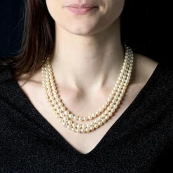 Collier 3 rangs de perles de culture en chute