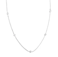 COLLIER A CHAINE OR GRIS 8 DIAMANTS