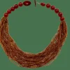 Collier agathe hessonite rouge et bakélite
