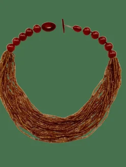 Collier agathe hessonite rouge et bakélite