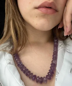 Collier améthyste à facettes années 70 - 60 cm