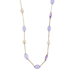 Collier améthystes, jades et perles