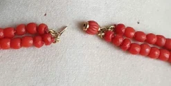 Collier ancien 2 rangs de corail facetté avec motif central - 19ème siècle